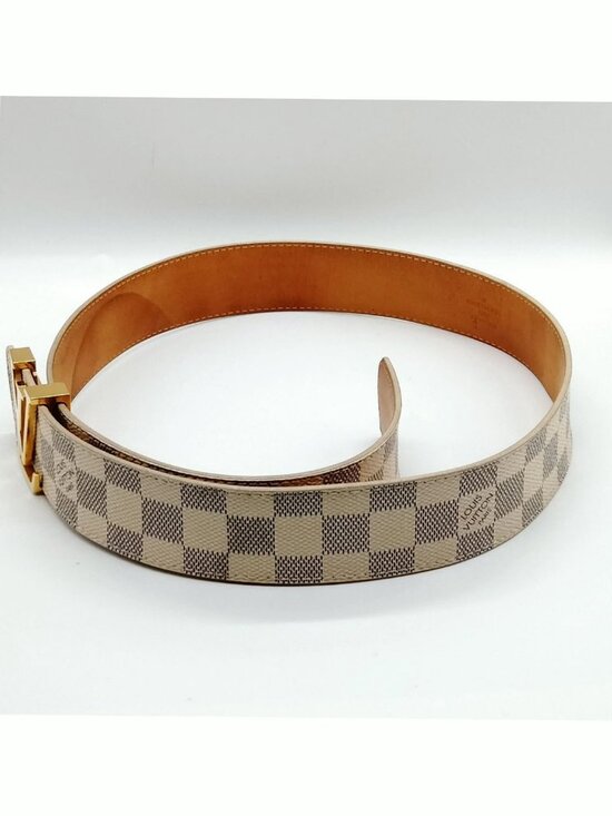 Louis Vuitton Damier Azur LV Initiales Belt Gold Buckle Luxury Designer Belt main image 8
